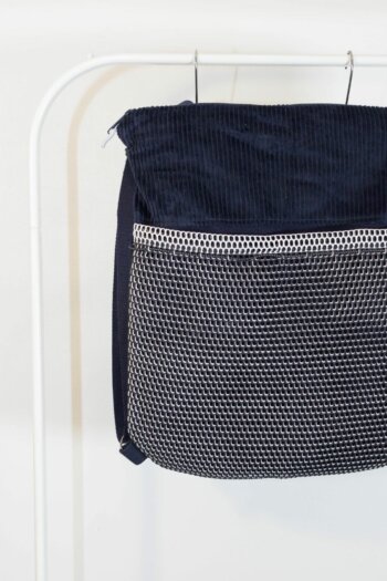 C.Pouki sac Mosuo velours bleu marine et blanc